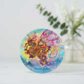 Invitation DRAGON DE MER bleu violet pourpre noir jaune (Debout devant)