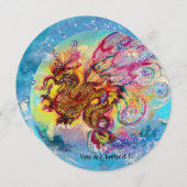 Invitation DRAGON DES MER bleu violet pourpre noir jaune (Devant / Derrière)