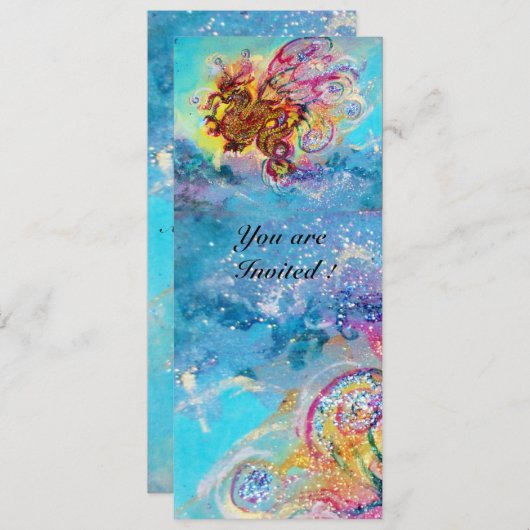Invitation DRAGON DES MER bleu violet pourpre noir jaune (Devant / Derrière)
