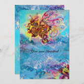 Invitation DRAGON DES MERS bleu violet pourpre noir jaune (Devant / Derrière)