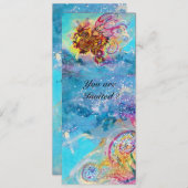 Invitation DRAGON DES MERS bleu violet pourpre noir jaune (Devant / Derrière)