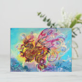 Invitation DRAGON DES MERS bleu violet pourpre noir jaune (Debout devant)