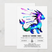 Invitation Dragon Digital Boy Personnalisé Adorable Anniversa (Devant / Derrière)