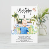 Invitation *~* Dragon Dinosaur 2 DEUX AR21 Photo Anniversaire (Debout devant)