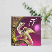 Invitation DRAGON D'OR PINK FUCHSIA AMÉTHYST Monogramme Or (Debout devant)