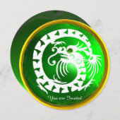 INVITATION DRAGON D'OR SERPENT BLANC ÉMERAUDE VERTE PIERRE PR (Devant / Derrière)