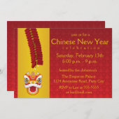 Invitation Dragon et pétards chinois du Nouvel An (Devant / Derrière)