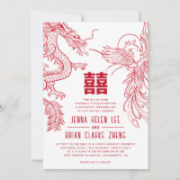 Dragon et Phoenix Double Mariage de bonheur WStyle