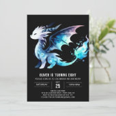 Invitation Dragon féroce minimaliste Anniversaire (Debout devant)