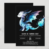 Invitation Dragon féroce minimaliste Anniversaire (Devant / Derrière)