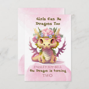 Invitation Dragon fille de deux ans