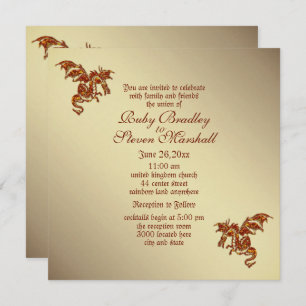 Invitation Dragon flamboyant Golden 2 thème Mariage Invitatio