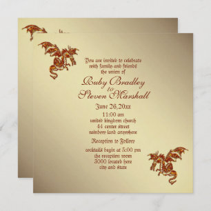 Invitation Dragon flamboyant Golden 2 thème Mariage Invitatio