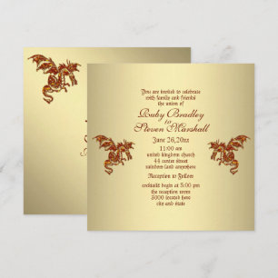 Invitation Dragon flamboyant Thème Mariage Imaginaire doré