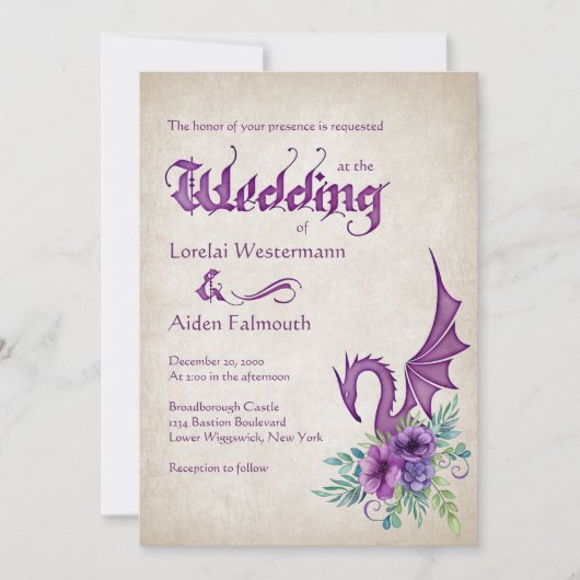 Invitation Dragon Floral Mariage (Devant)