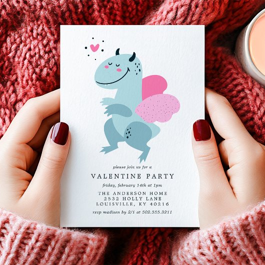 Invitation Dragon Heart Cute Valentine Party
