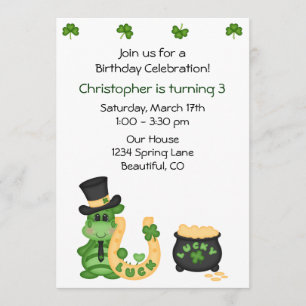 Invitation Dragon irlandais mignon et Clochers Boys Anniversa