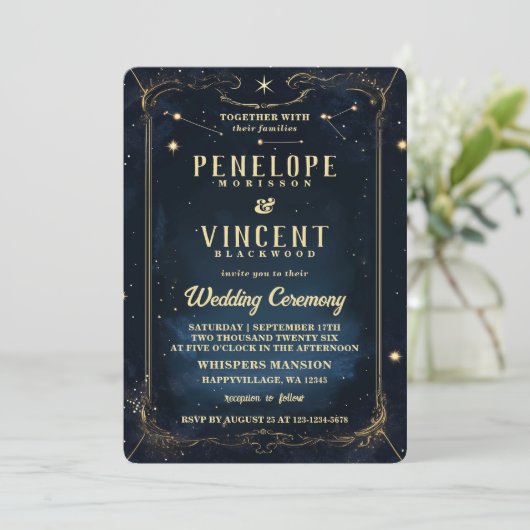 Invitation Dragon Love écrit en étoiles | Mariage Tarot (Debout devant)