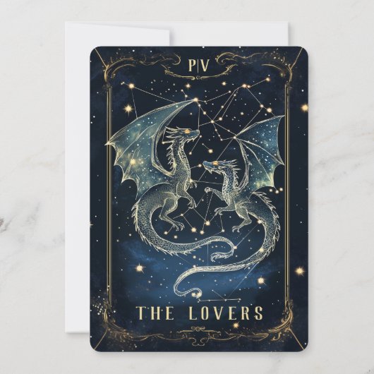 Invitation Dragon Love écrit en étoiles | Mariage Tarot (Dos)