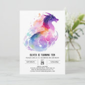 Invitation Dragon Magic Aquarelle Anniversaire (Debout devant)