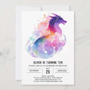Invitation Dragon Magic Aquarelle Anniversaire