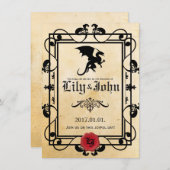 Invitation Dragon médiéval personnalisable (Devant / Derrière)