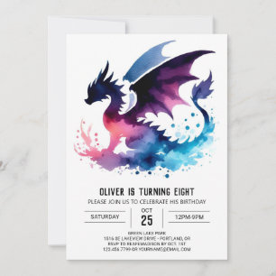 Invitation Dragon minimaliste Anniversaire Personnalisé