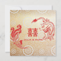 Dragon moderne-Phoenix Mariage chinois Or rouge
