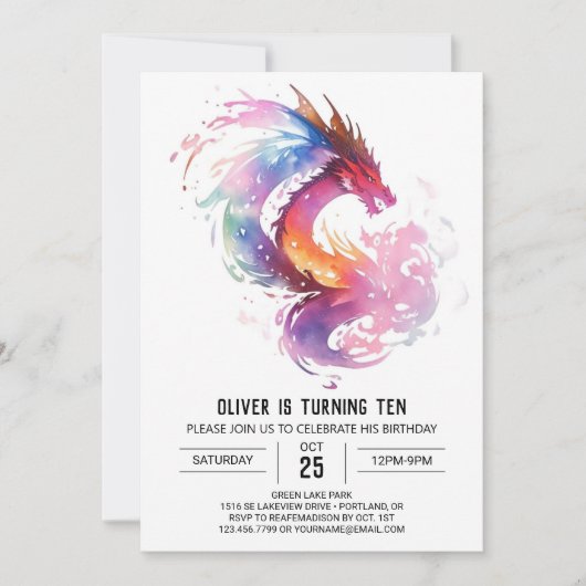Invitation Dragon mystique Imprimable Anniversaire (Devant)