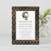 Invitation Dragon noir et or thème Bar Mitzvah (Debout devant)