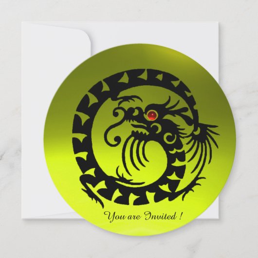 INVITATION DRAGON NOIR TOPAZE JAUNE PIERRE PRÉCIEUSE (Devant)