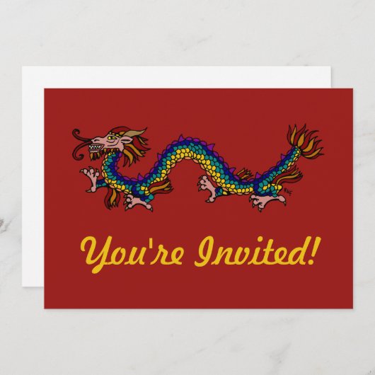 Invitation Dragon oriental (Devant / Derrière)