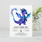 Invitation Dragon Personnalisé Peint Digital Boy Anniversaire (Debout devant)