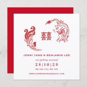 Invitation Dragon-Phoenix Mariage Chinois Enregistrer La Date