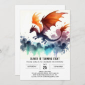 Invitation Dragon puissant Anniversaire numérique (Devant / Derrière)