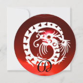 INVITATION DRAGON ROUGE RUBIS GEMME PIERRE MONOGRAMME BLANC S (Devant)