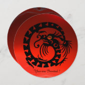INVITATION DRAGON ROUGE RUBIS PIERRE GEMME SERPENT NOIR (Devant / Derrière)