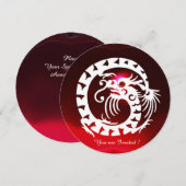 INVITATION DRAGON ROUGE SERPENT BLANC BOURGOGNE RUBIS GEMME P (Devant / Derrière)