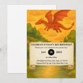 Invitation Dragon Rouge Volant Au-Dessus d'Anniversaire de la (Devant / Derrière)