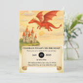 Invitation Dragon Rouge volant au-dessus de Castle Scroll Ann (Debout devant)