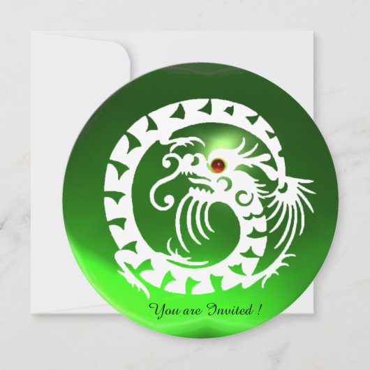 INVITATION DRAGON SERPENT BLANC ÉMERAUDE VERT PIERRE GEMME (Devant)