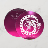 INVITATION DRAGON SERPENT BLANC PINK FUCHSIA VIOLET PIERRE PR (Devant / Derrière)