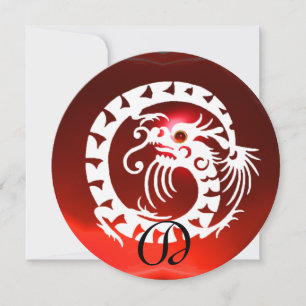 INVITATION DRAGON SERPENT BLANC RUBIS ROUGE PIERRE GEMME MONO