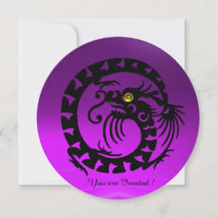 INVITATION DRAGON SERPENT NOIR PIERRE GEMME AMÉTHYSTE VIOLETT