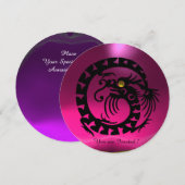 INVITATION DRAGON SERPENT NOIR PIERRE GEMME FUCHSIA VIOLET (Devant / Derrière)