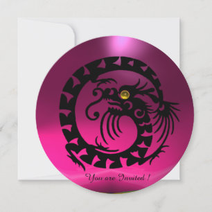 INVITATION DRAGON SERPENT NOIR PIERRE GEMME FUCHSIA VIOLET