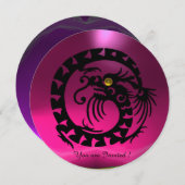 INVITATION DRAGON SERPENT NOIR PIERRE PRÉCIEUSE FUCHSIA VIOLE (Devant / Derrière)