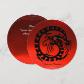 INVITATION DRAGON SERPENT NOIR RUBIS ROUGE PIERRE PRÉCIEUSE (Devant / Derrière)