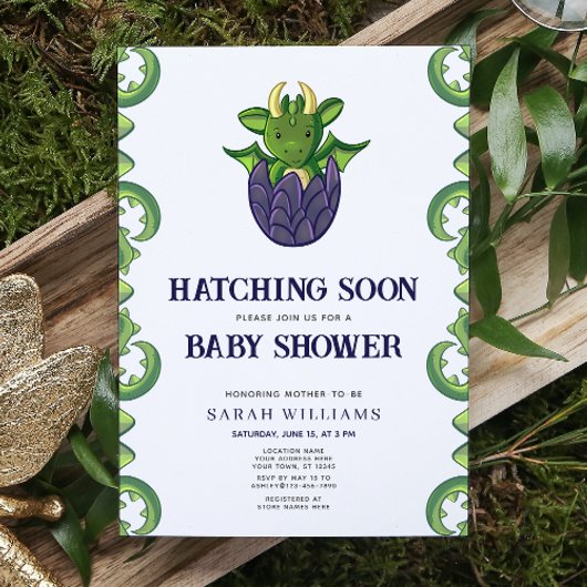 Invitation Dragon Sexe Hatching Bientôt Baby shower
