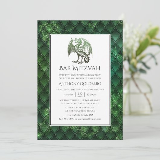 Invitation Dragon thème Bar Mitzvah (Debout devant)